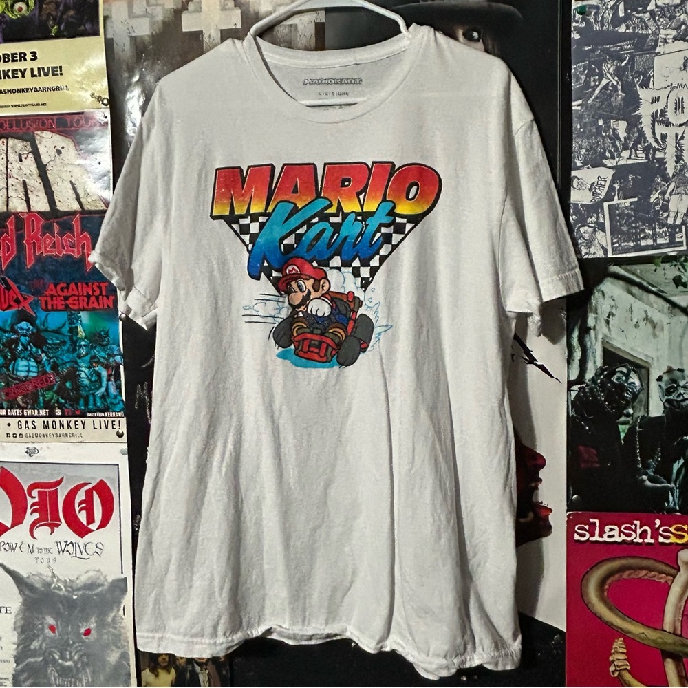 Mario Kart Graphic Tee Shirt White Size Large